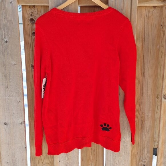 LOVE Ellen DeGeneres Sweater Boxer Heart Paw Dog Red Fall Sweater Multiple Sizes - Picture 5 of 6